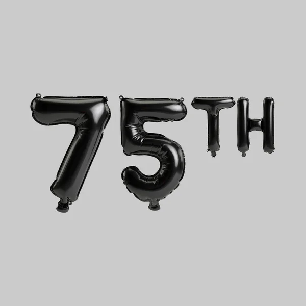 Illustration 75Th Black Balloons Isolated White Background — Foto Stock