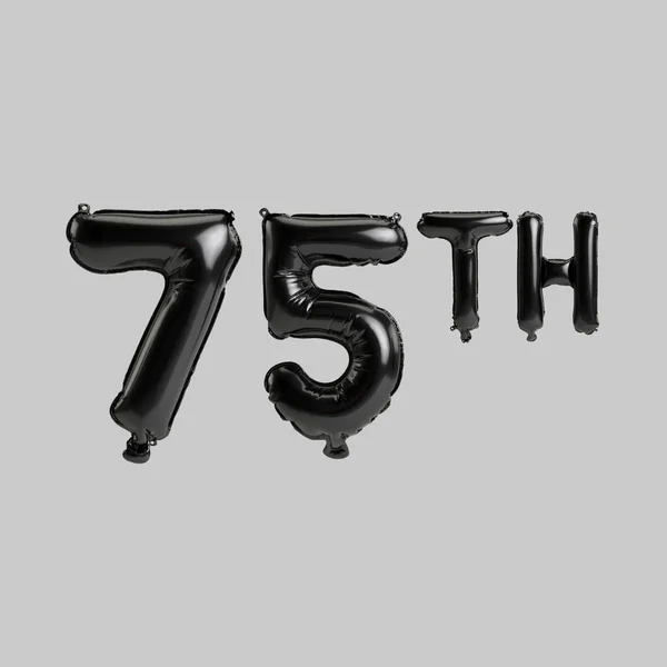 Illustration 75Th Black Balloons Isolated White Background — Stockfoto