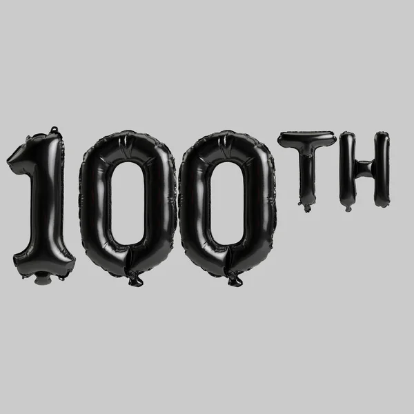 Illustration 100Th Black Balloons Isolated White Background — Stockfoto