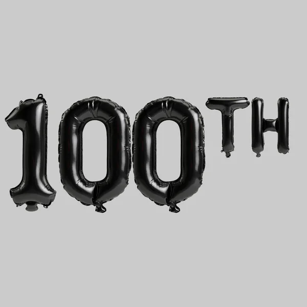 Illustration 100Th Black Balloons Isolated White Background — ストック写真