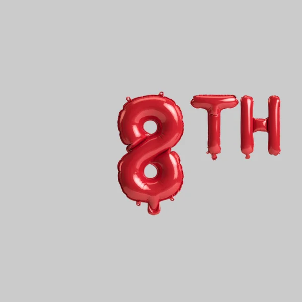 Illustration 8Th Red Balloons Isolated White Background — 스톡 사진