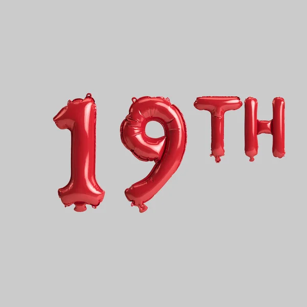 Illustration 19Th Red Balloons Isolated White Background — Foto de Stock