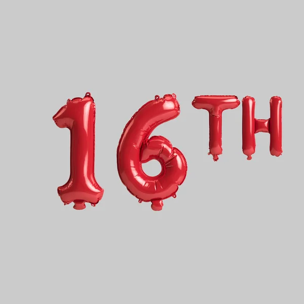 Illustration 16Th Red Balloons Isolated White Background — 스톡 사진