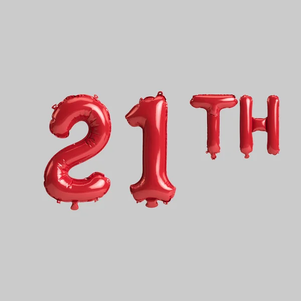Illustratie Van 21E Rode Ballonnen Geïsoleerd Witte Achtergrond — Stockfoto