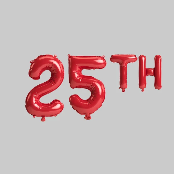 Illustratie Van 25E Rode Ballonnen Geïsoleerd Witte Achtergrond — Stockfoto