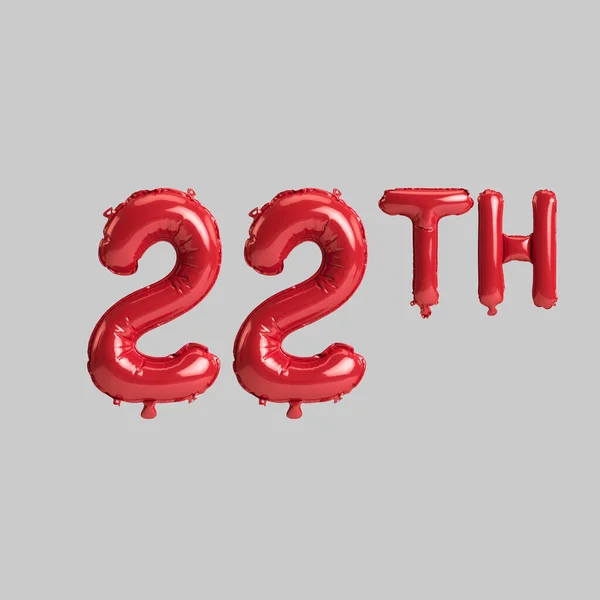 Illustration 22Th Red Balloons Isolated White Background — Fotografia de Stock