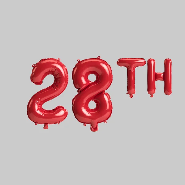 Illustratie Van 28E Rode Ballonnen Geïsoleerd Witte Achtergrond — Stockfoto