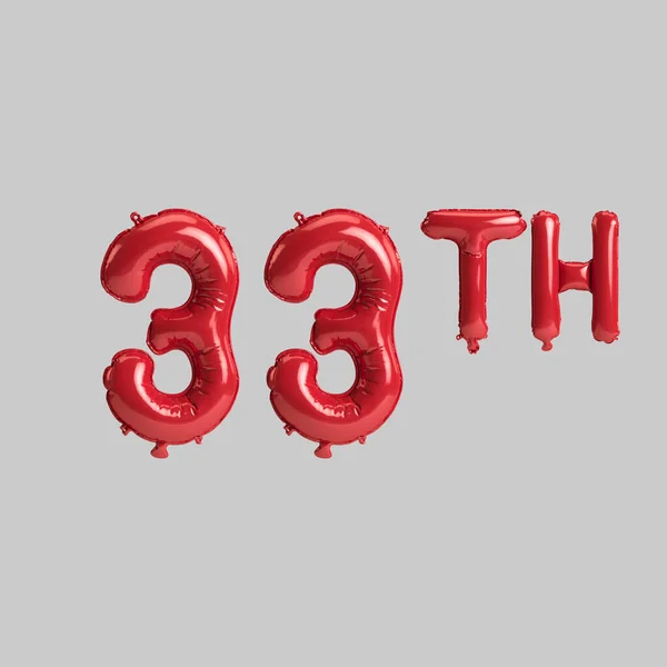 Illustration 33Th Red Balloons Isolated White Background — Fotografia de Stock