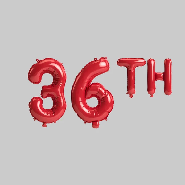 Illustration 36Th Red Balloons Isolated White Background — 스톡 사진