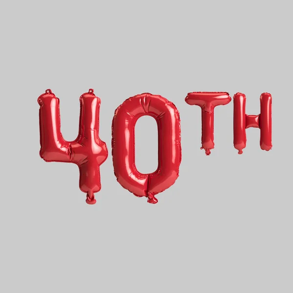 Illustration 40Th Red Balloons Isolated White Background — Photo