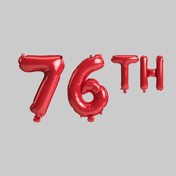 Illustration 76Th Red Balloons Isolated White Background — Stockfoto