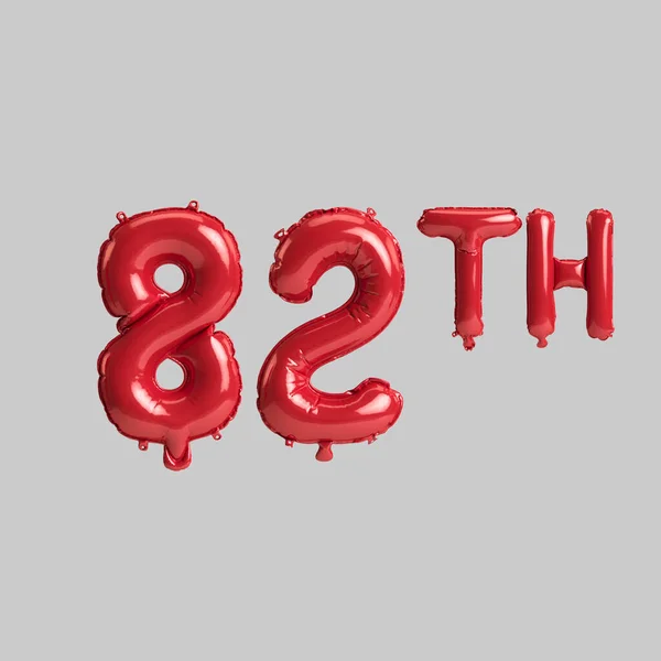 Illustration 82Th Red Balloons Isolated White Background — Foto Stock