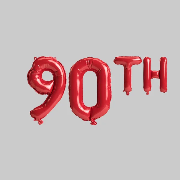 Illustration 90Th Red Balloons Isolated White Background — Stock Photo, Image