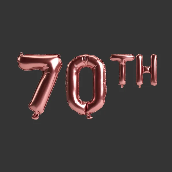 Illustration 70Th Metal Rose Balloons Isolated Black Background — Foto Stock