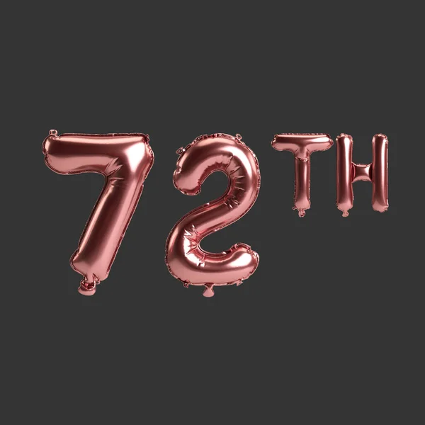 Illustration 72Th Metal Rose Balloons Isolated Black Background — Stockfoto