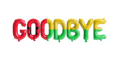 3d illustration of goodbye letter balloon in Guinea-Bissau flag isolated on white background