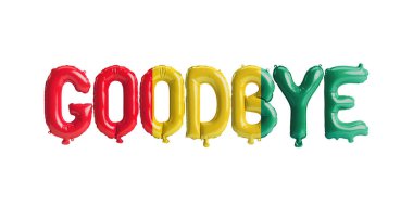 3d illustration of goodbye letter balloon in Guinea flag isolated on white background