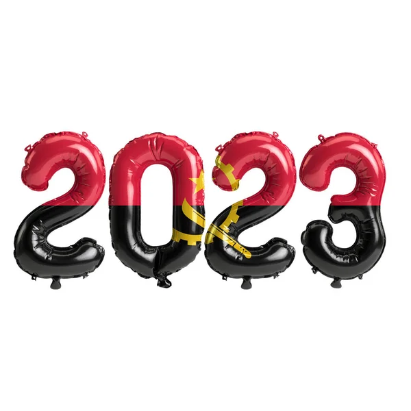 Ilustração Balões 2023 Anos Com Bandeira Angola Isolada Sobre Fundo — Fotografia de Stock
