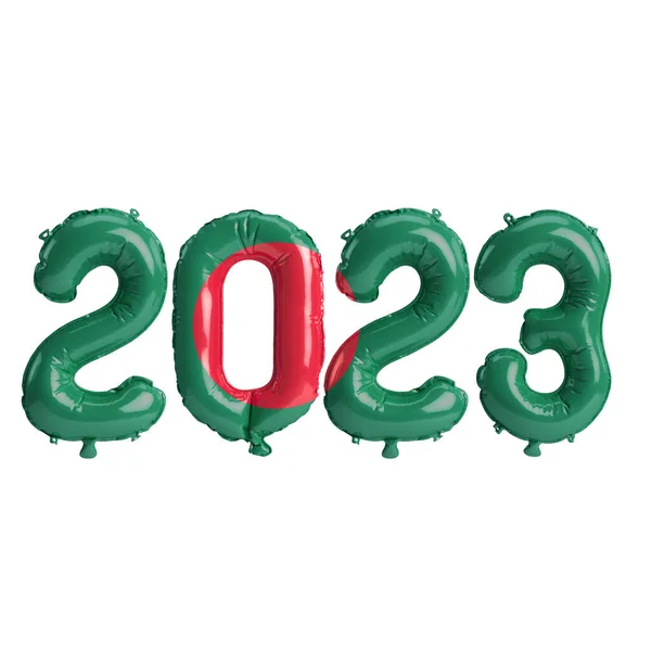 Illustratie Van 2023 Jaar Ballonnen Met Bangladesh Vlag Geïsoleerd Witte — Stockfoto