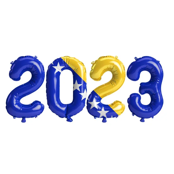 Ilustrasi Dari 2023 Tahun Balon Bosnia Dan Herzegovina Dengan Bendera — Stok Foto