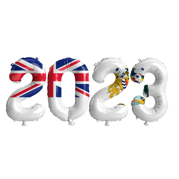Ilustracja 2023 Letnich Balonów Flagą Brytyjskiego Terytorium Antarktycznego Odizolowanych Białym — Zdjęcie stockowe