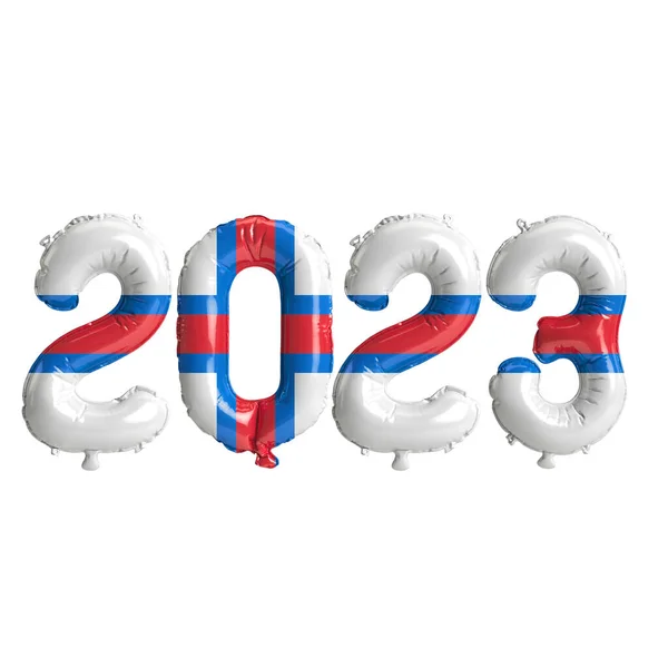 Εικονογράφηση Του 2023 Έτος Μπαλόνια Σημαία Που Απομονώνονται Λευκό Φόντο — Φωτογραφία Αρχείου