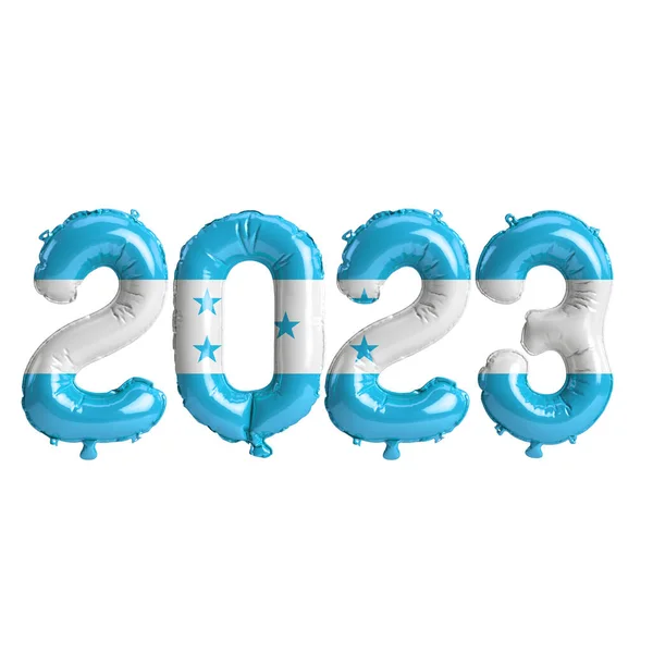 Illustratie Van 2023 Jaar Ballonnen Met Honduras Vlag Geïsoleerd Witte — Stockfoto