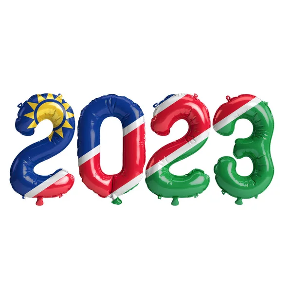 Illustration 2023 Year Balloons Namibia Flag Isolated White Background — Stock Photo, Image
