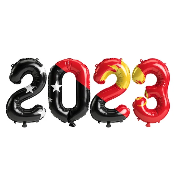 Illustration 2023 Ballonger Med Papua Nya Guinea Flagga Isolerad Vit — Stockfoto