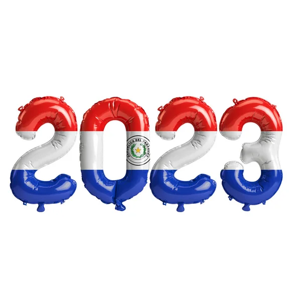 Illustration 2023 Year Balloons Flag Isolated White Background — Stock Photo, Image