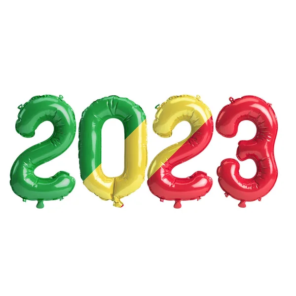 Ilustrace Balónů Roku 2023 Konžskou Vlajkou Izolovaných Bílém Pozadí — Stock fotografie