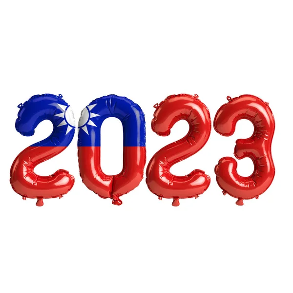 2023年台湾国旗白色背景气球3D图解 — 图库照片