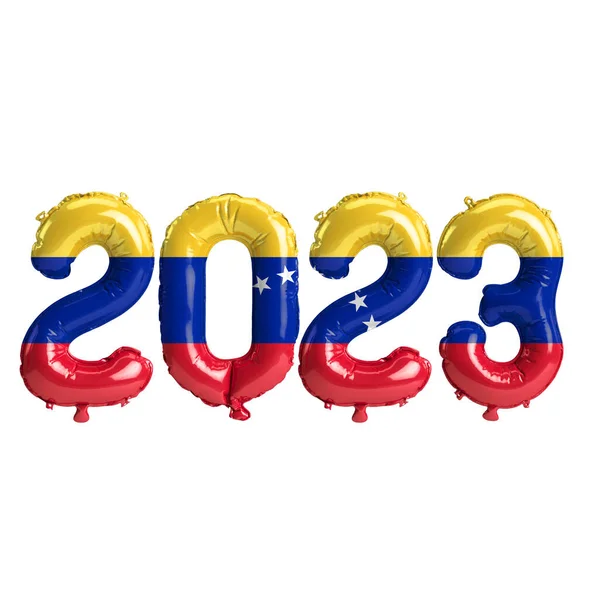 Illustration 2023 Ballonger Med Venezuela Flagga Isolerad Vit Bakgrund — Stockfoto