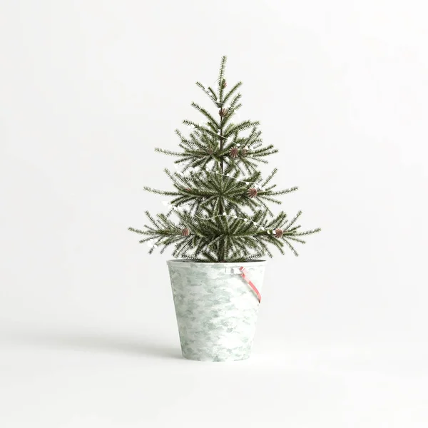 Illustratie Van Decoratie Dennenboom Kerst Geïsoleerd Witte Achtergrond — Stockfoto