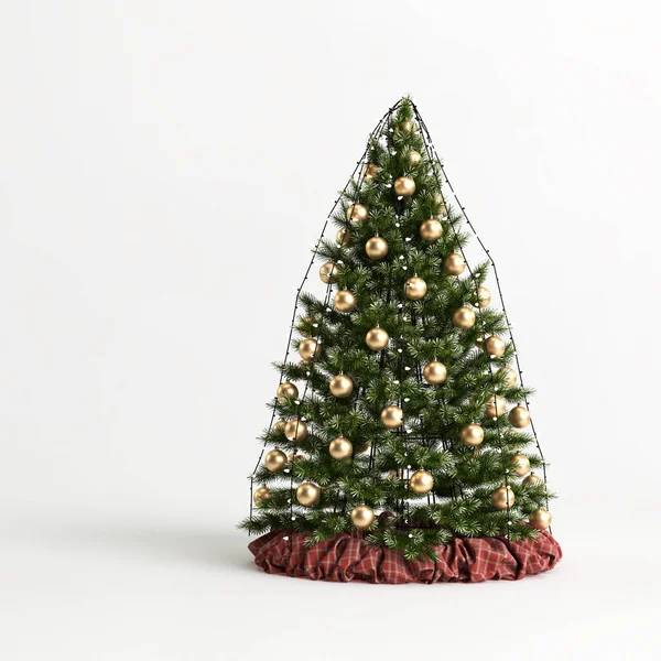 Illustratie Van Decoratie Dennenboom Kerst Geïsoleerd Witte Achtergrond — Stockfoto