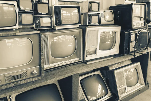 Filas Televisores Antiguos Los Primeros Televisores Son Tipo Tubo Colección — Foto de Stock