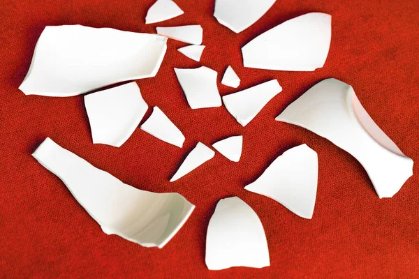 Splinters Fragments Broken White Ware Metaphor Family Quarrel Broken Plate — Foto Stock