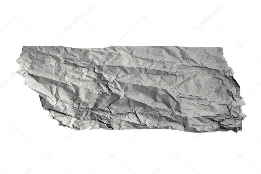 paper on light, white background.Crumpled Paper Wallpaper.crumpled paper sheet texture. Copy space. isolated 