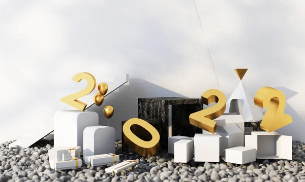 Lettere Texture Oro Del 2022 Nel Concetto Capodanno Toni Marmo — Foto Stock