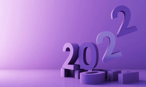 Cartas 2022 Concepto Año Nuevo Tonos Color Rosa Púrpura Tendencia —  Fotos de Stock