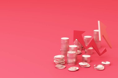 Bozuk paralar grafiksel büyüme grafiği 3d oluşturur