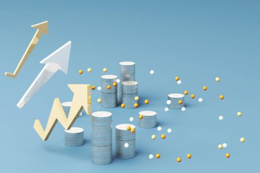 Bozuk paralar grafiksel büyüme grafiği 3d oluşturur