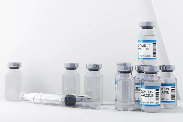 Petite Bouteille Vaccin Pour Coronavirus Injection Vaccin Avec Une Seringue — Photo