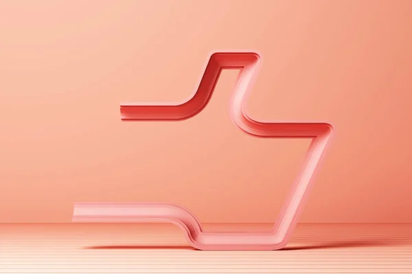 Контур Розовый Большой Палец Вверх Значок Розовым Фоном Рендеринга — стоковое фото