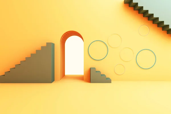 Minimale Abstrakte Hintergrund Abstrakte Geometrische Formgruppe Gesetzt Gelbe Farbe Rendering — Stockfoto