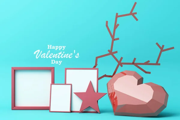 Valentine Day Concept Background Red Pink Hearts Star Rose White — Stock Photo, Image