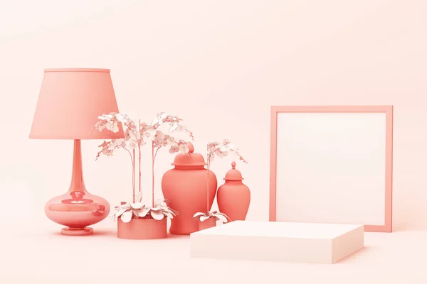 Abstract Geometric Shape Pastel Pink Color Scene Minimal Decoration Prop — Stock Photo, Image