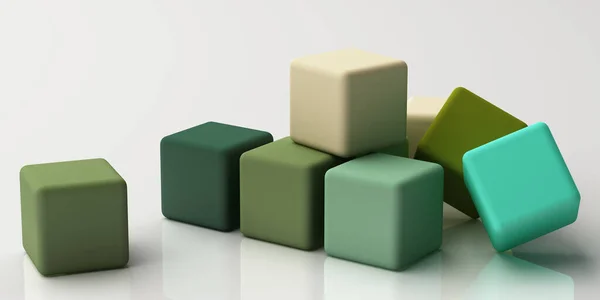 Ensemble Forme Géométrique Réaliste Colorée Verte Avec Texture Tissu Sur — Photo