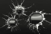Abstraktní černá vodní koule splash izolované na černém pozadí. 3D vykreslování