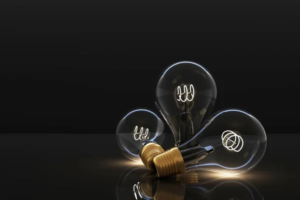 Low Glowing Electric Vintage Bulb Lamp Dark Background Rendering — Stock Photo, Image